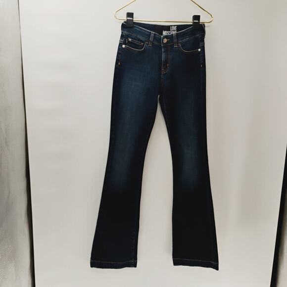 Love Moschino Women's Flare-Leg Jeans Denim Size 26 y2k bedazzled pockets - Picture 2 of 15